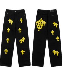 Chrome Hearts Distressed Yellow cross Jeans