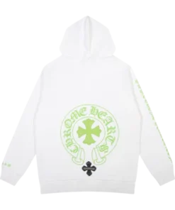 Chrome Hearts Light Green logo Hoodie White