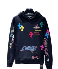 Chrome Hearts Love Mouth Multi colour cross Black Hoodie