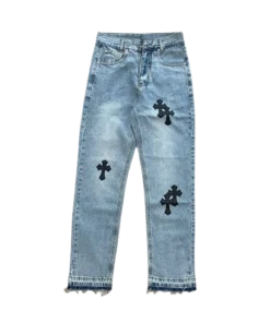 Cross Leather Patches Jeans