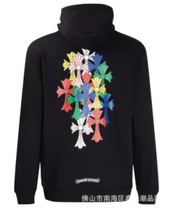 Chrome Hearts Multi colour cross Black Hoodieremovebg preview